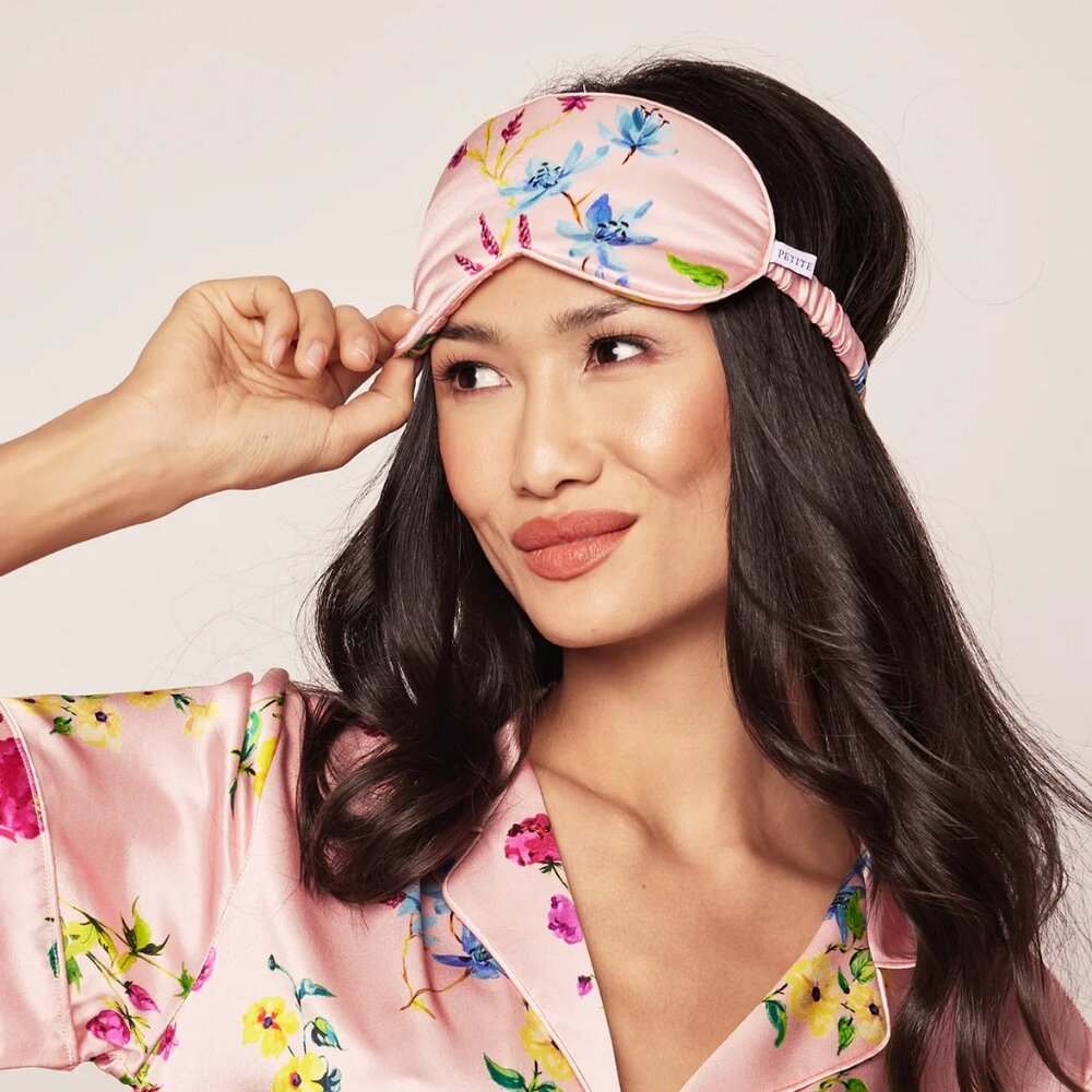 Mulberry Silk Sleep Mask in Blush Brilliant Botanical